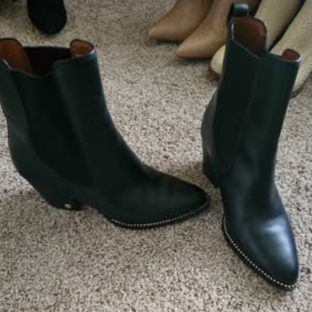 Black Leather Ankle Boots
